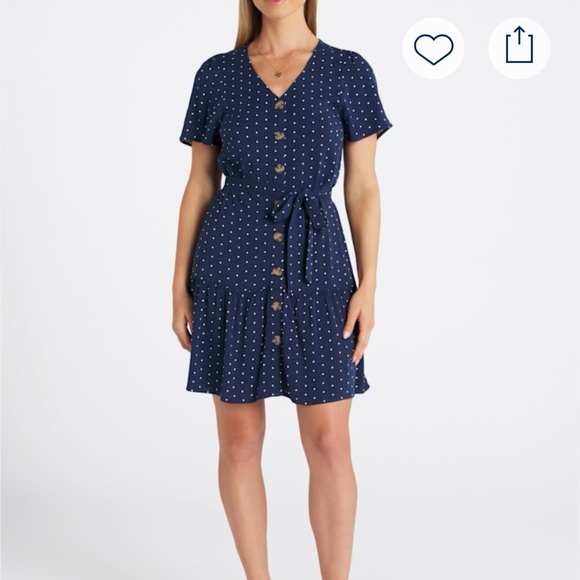 Market & Spruce Dresses & Skirts - Market & Spruce NWT Petite Navy Button Front Dress